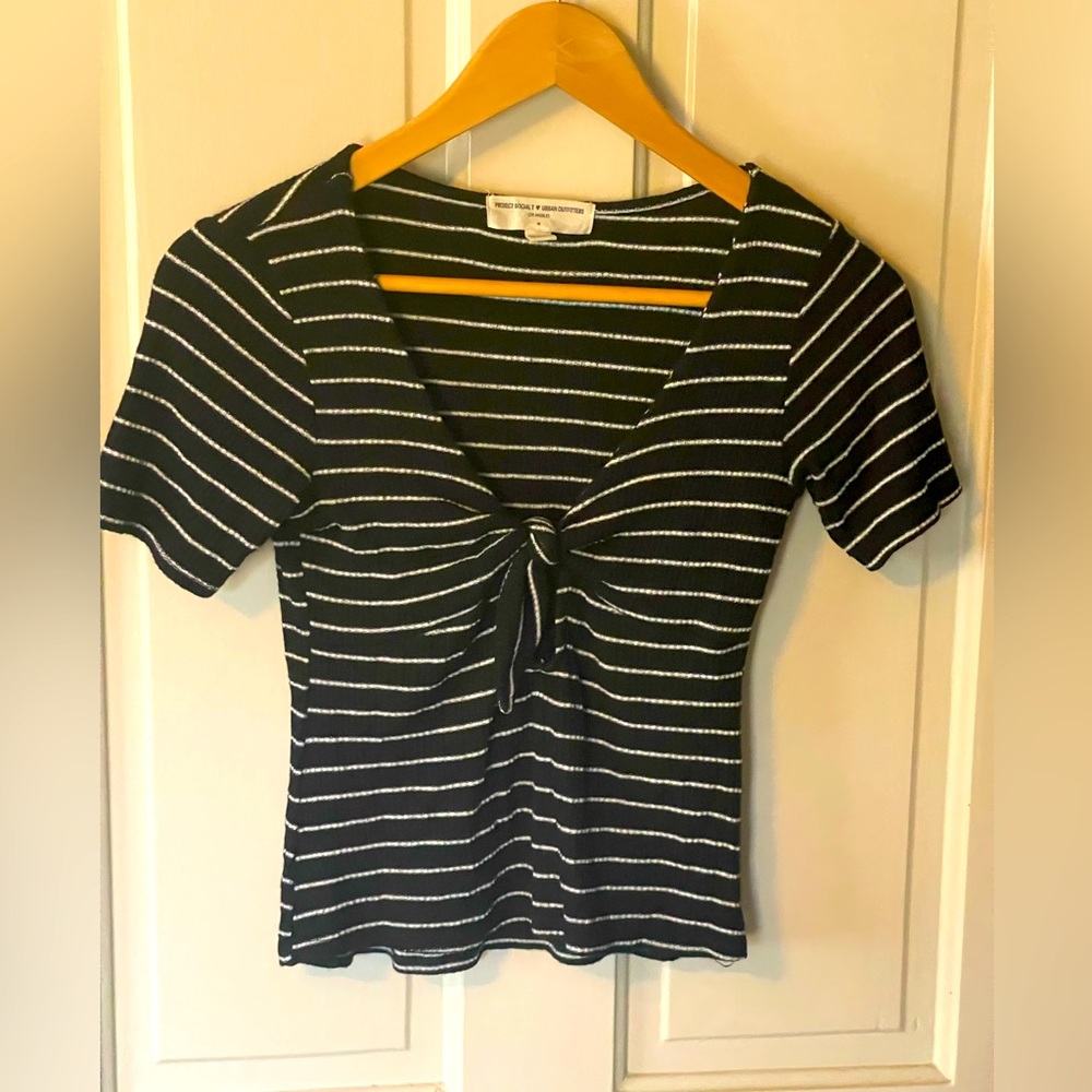 Urban Outfitters Short sleeve ribbed Striped Crop Top